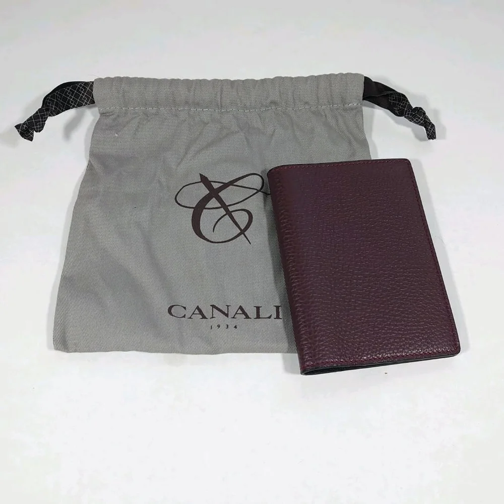 CANALI New Leather Passport Credit Card Holder Maroon - Picture 5 of 7